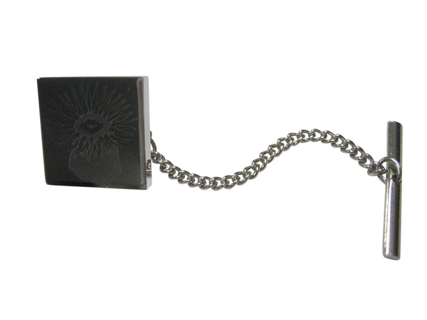 Silver Toned Square Etched Sea Anemone Tie Tack