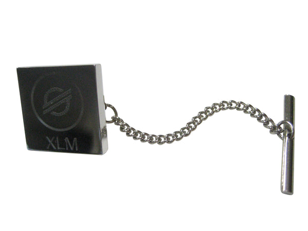 Silver Toned Square Etched Stellar Lumens Coin XLM Cryptocurrency Blockchain Tie Tack