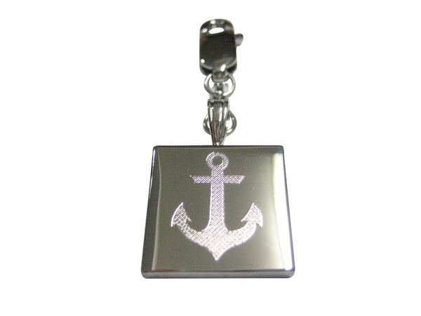 Silver Tone Etched Nautical Anchor Pendant Zipper Pull Charm