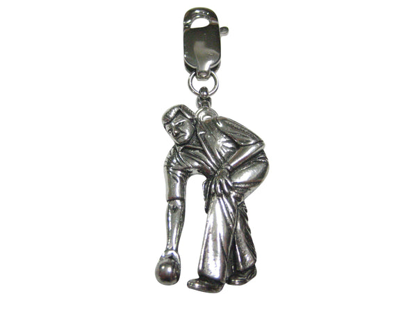 Silver Toned Bocce Ball Player Pendant Zipper Pull Charm
