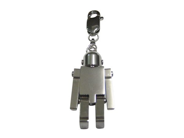 Silver Toned Chrome Robot Pendant Zipper Pull Charm