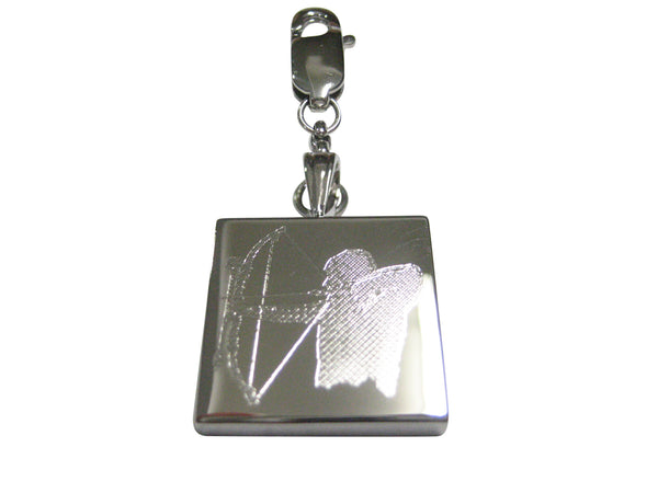 Silver Toned Etched Archer Archery Pendant Zipper Pull Charm