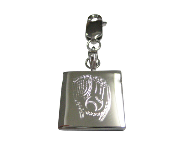Silver Toned Etched Baseball Glove Pendant Zipper Pull Charm