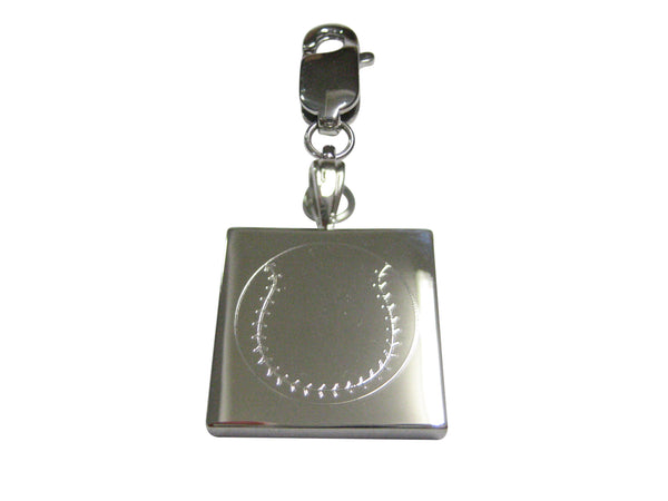 Silver Toned Etched Baseball Pendant Zipper Pull Charm