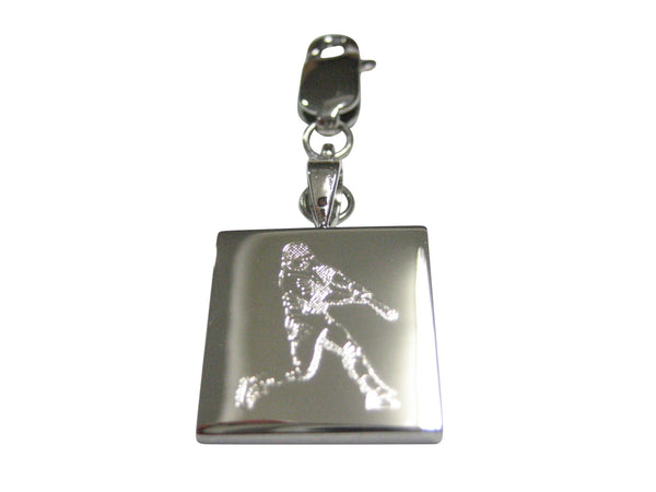 Silver Toned Etched Baseball Player Pendant Zipper Pull Charm