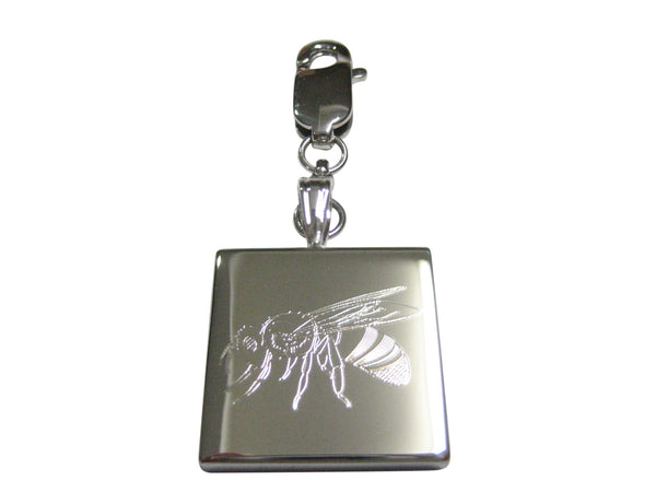 Silver Toned Etched Bee Pendant Zipper Pull Charm