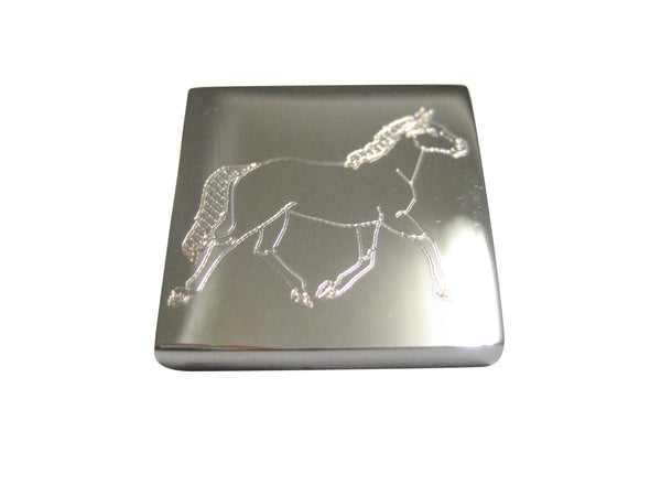 Silver Toned Etched Full Horse Magnet