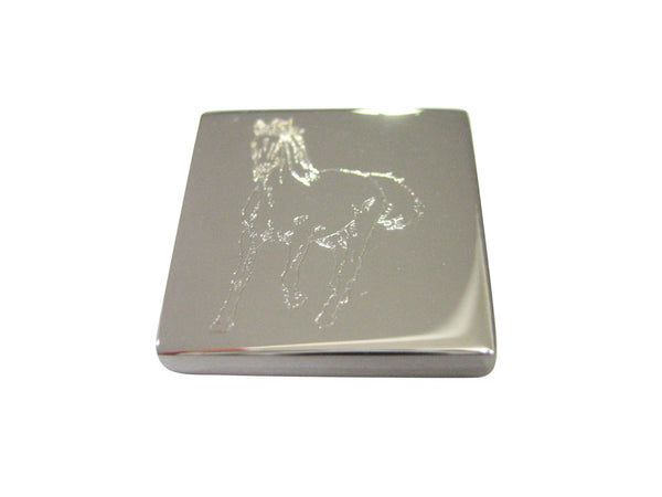 Silver Toned Etched Galloping Horse Magnet