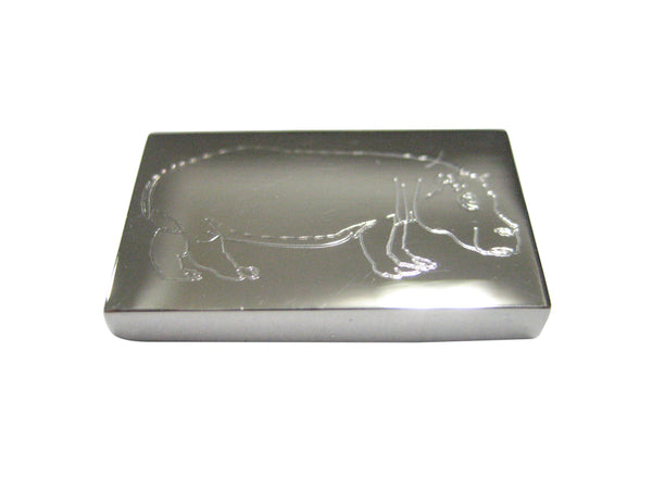 Silver Toned Etched Hippo Magnet