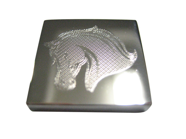 Silver Toned Etched Horse Head Magnet