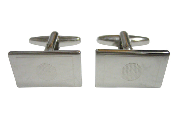 Silver Toned Etched Japan Flag Cufflinks