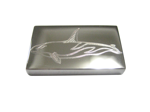 Silver Toned Etched Killer Whale Orca Magnet