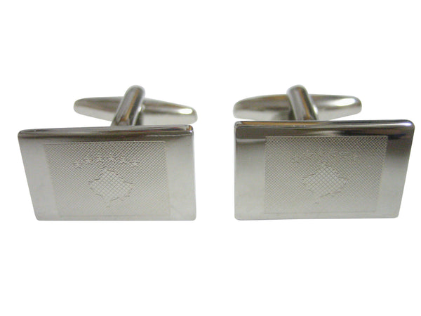 Silver Toned Etched Kosovo Flag Cufflinks