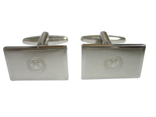Silver Toned Etched Kyrgyzstan Flag Cufflinks