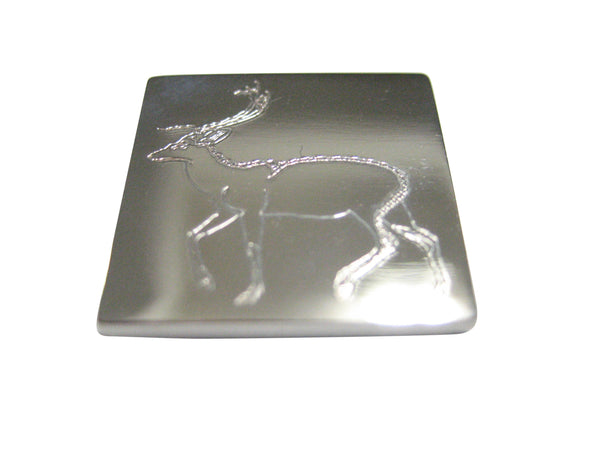 Silver Toned Etched Left Facing Fallow Deer Magnet