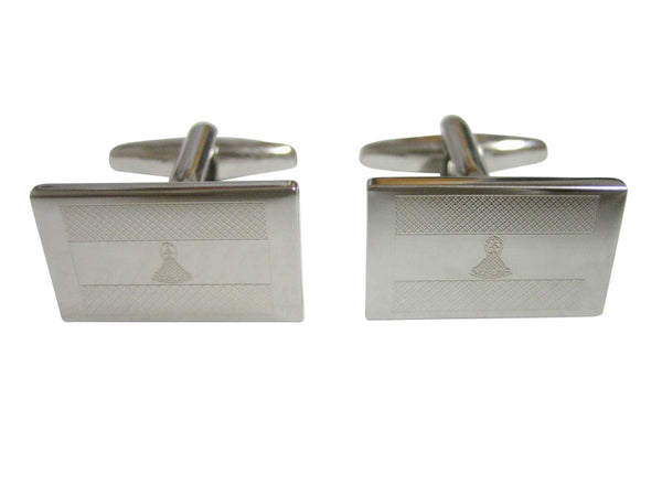 Silver Toned Etched Lesotho Flag Cufflinks