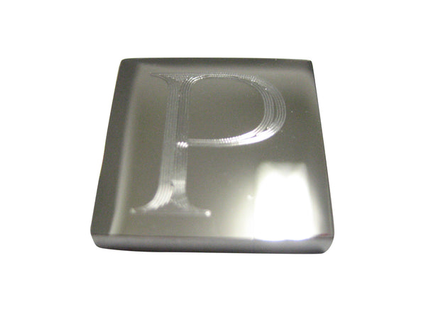 Silver Toned Etched Letter P Magnet