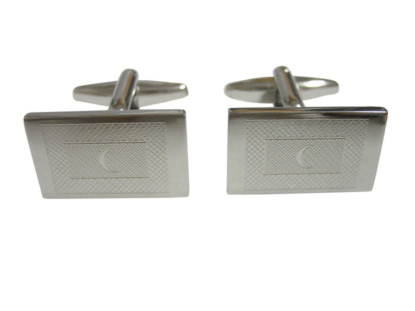 Silver Toned Etched Maldives Flag Cufflinks