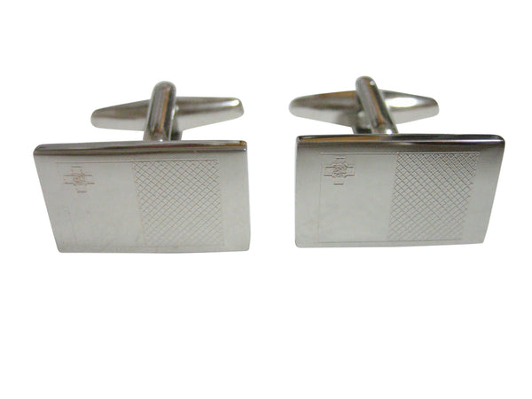 Silver Toned Etched Malta Flag Cufflinks