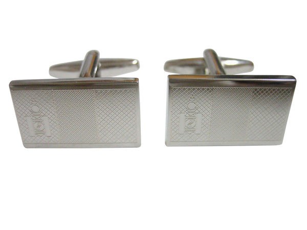 Silver Toned Etched Mongolia Flag Cufflinks