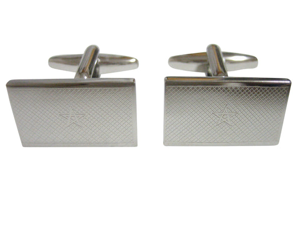 Silver Toned Etched Morocco Flag Cufflinks