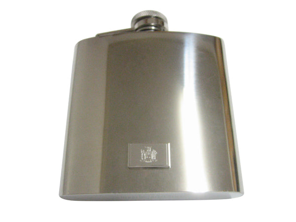 Silver Toned Etched New York State Flag Pendant 6oz Flask