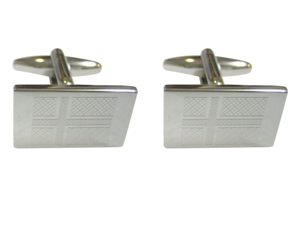 Silver Toned Etched Norway Flag Cufflinks
