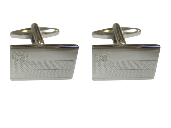 Silver Toned Etched Oman Flag Cufflinks