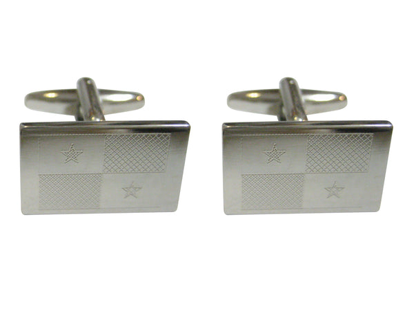 Silver Toned Etched Panama Flag Cufflinks