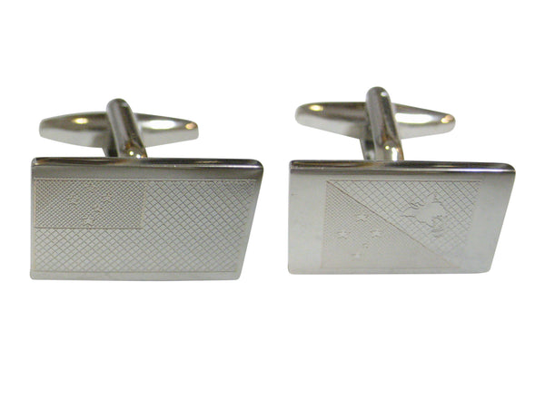Silver Toned Etched Papua New Guinea Flag Cufflinks
