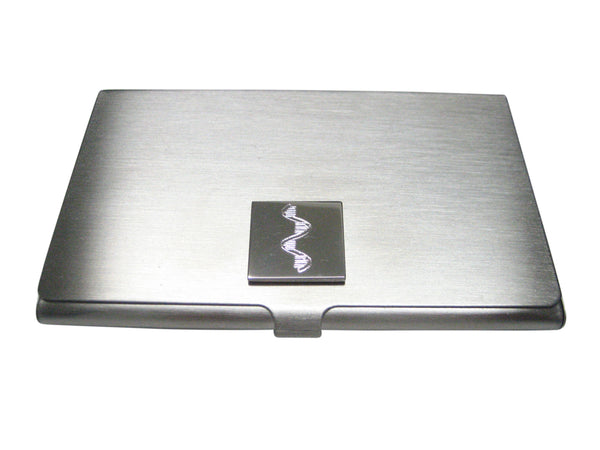 Silver Toned Etched RNA Ribonucleic Acid Molecule Business Card Holder