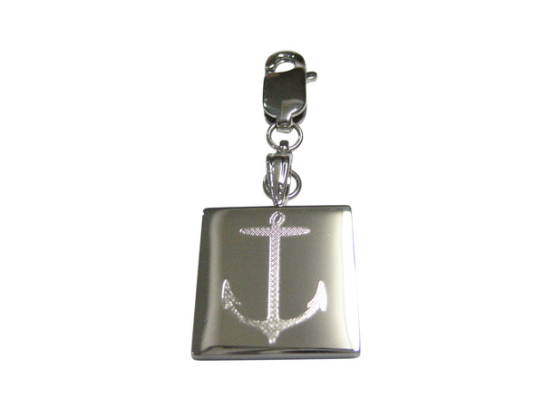 Silver Toned Etched Skinny Nautical Anchor Pendant Zipper Pull Charm