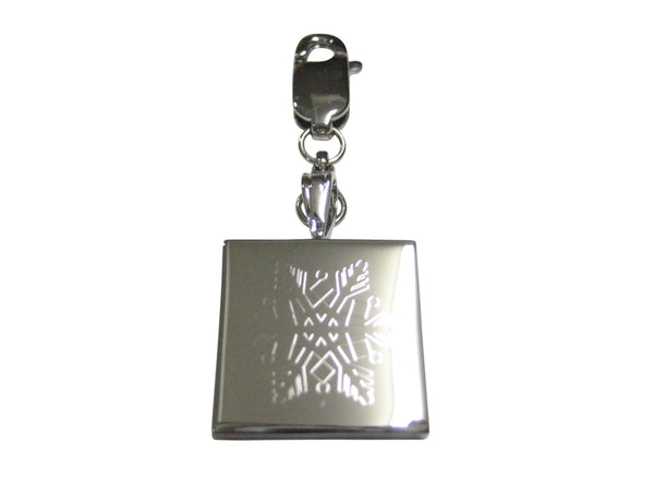 Silver Toned Etched Snowflake Pendant Zipper Pull Charm