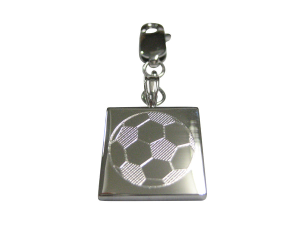 Silver Toned Etched Soccer Ball Pendant Zipper Pull Charm