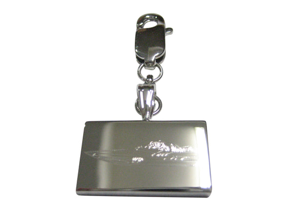 Silver Toned Etched Speed Boat Pendant Zipper Pull Charm