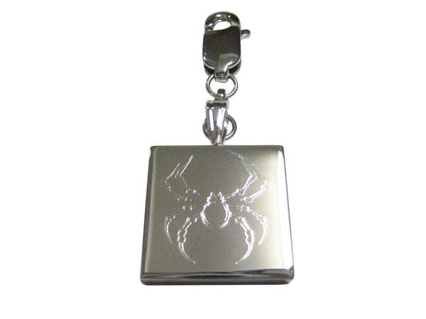 Silver Toned Etched Spider Bug Insect Pendant Zipper Pull Charm