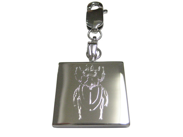 Silver Toned Etched Spiky Beetle Insect Pendant Zipper Pull Charm