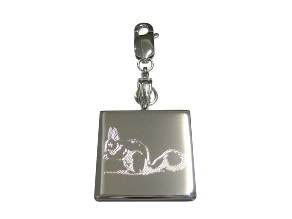 Silver Toned Etched Squirrel Pendant Zipper Pull Charm