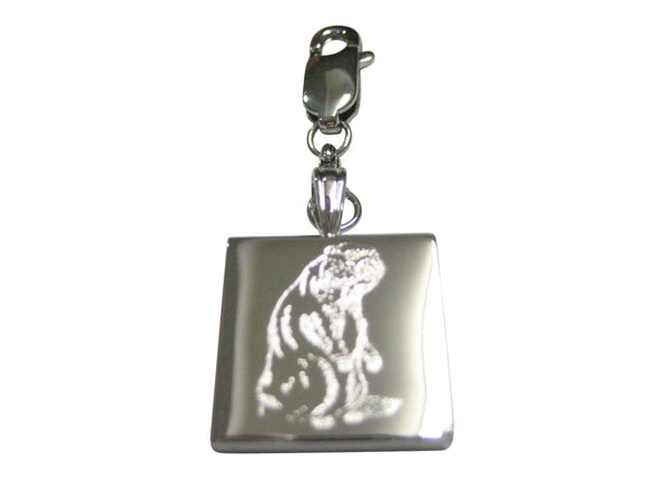 Silver Toned Etched Standing Beaver Pendant Zipper Pull Charm