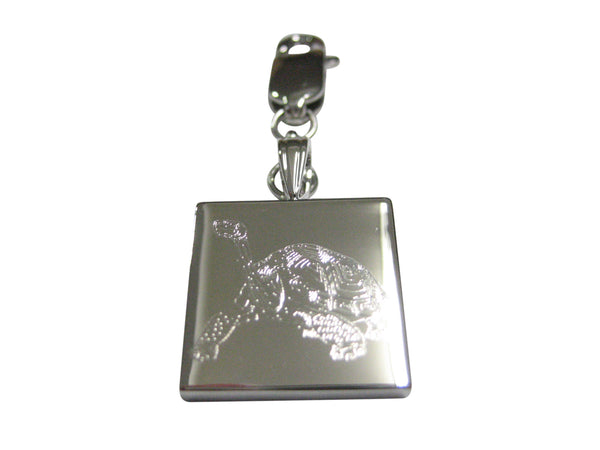 Silver Toned Etched Tortoise Turtle Pendant Zipper Pull Charm