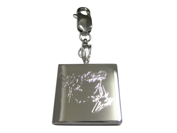 Silver Toned Etched Tropical Frog on Tree Pendant Zipper Pull Charm