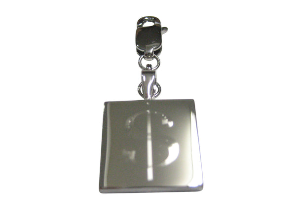 Silver Toned Etched U.S. Dollar Sign Pendant Zipper Pull Charm