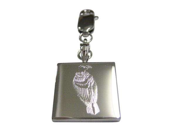 Silver Toned Etched Vulture Bird Pendant Zipper Pull Charm