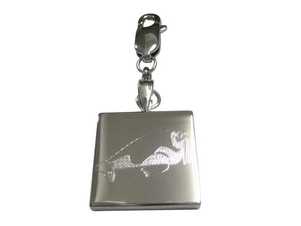 Silver Toned Etched Walrus Pendant Zipper Pull Charm