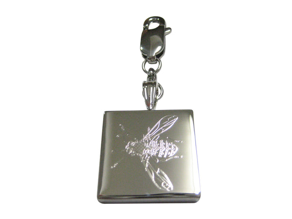 Silver Toned Etched Wasp Insect Pendant Zipper Pull Charm