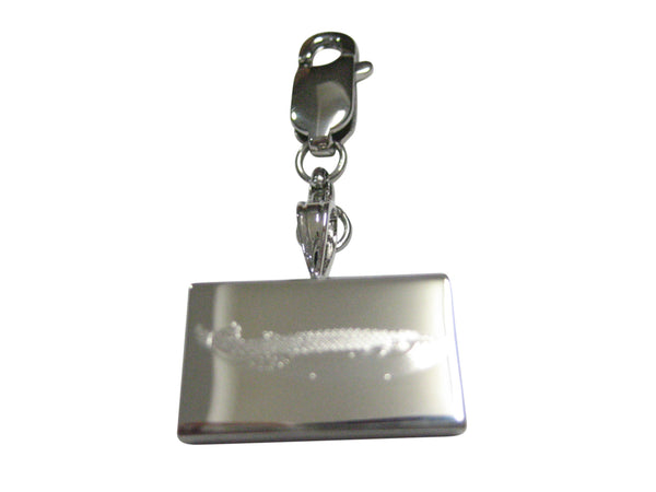 Silver Toned Etched Whale Pendant Zipper Pull Charm