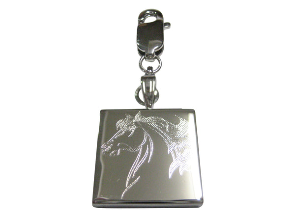 Silver Toned Etched Wild Horse Head Pendant Zipper Pull Charm