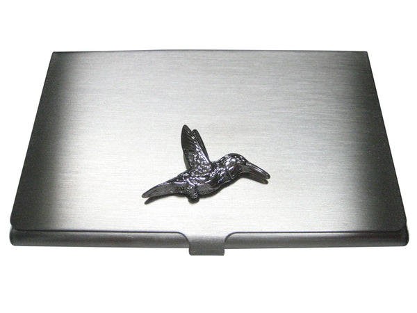 Silver Toned Hummingbird Business Card Holder