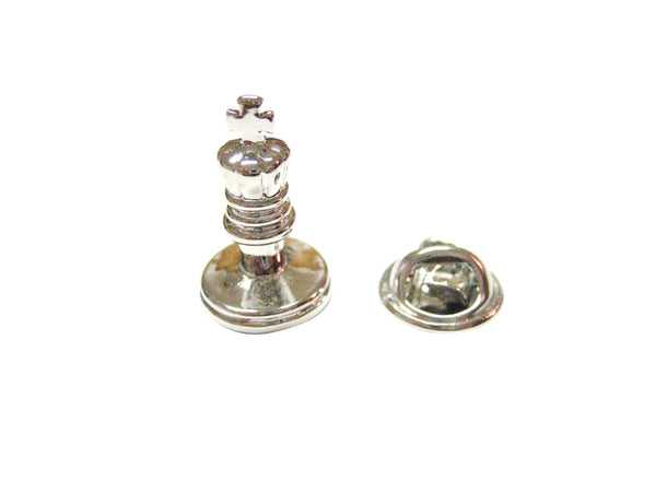 Silver Toned Chess King Piece Lapel Pin