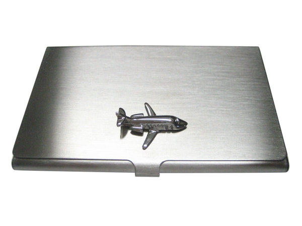 Silver Toned Private Jet Plane Business Card Holder